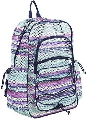 Eastsport XL Semi-Transparent Mesh Backpack with Comfort Padded Straps and Adjustable Bungee for Work, Sports, Beach, College and Security – Light Blue Rainbow Eastsport XL Semi-Transparent Mesh Backpack with Comfort Padded Straps and Adjustable Bungee for Work, Sports, Beach, College and Security – Light Blue Rainbow