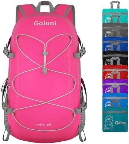 Goloni Hiking Backpack Bag,40L Ultra Lightweight Packable Backpack,Water Resistant Foldable Backpack for Travel Camping Outdoor Goloni Hiking Backpack Bag,40L Ultra Lightweight Packable Backpack,Water Resistant Foldable Backpack for Travel Camping Outdoor