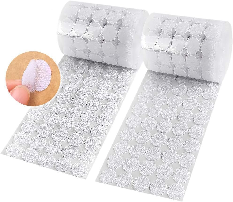 Hompie 400pcs (200 Pair Sets) 15mm Diameter Sticky Back Hook, Self Adhesive Dots Loop Tapes for DIY Crafts Office Classroom (White) Hompie 400pcs (200 Pair Sets) 15mm Diameter Sticky Back Hook, Self Adhesive Dots Loop Tapes for DIY Crafts Office Classroom (White)