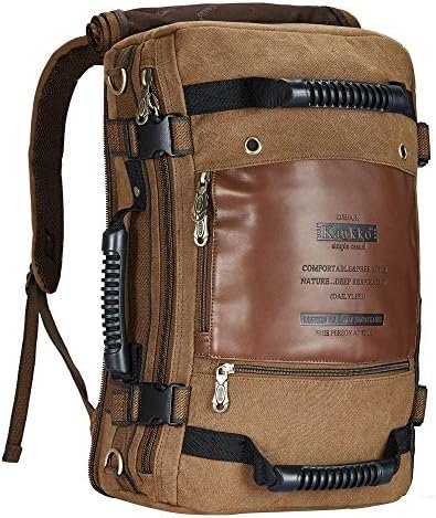 KAUKKO Outdoor Travel Men Backpack Hiking Camping Canvas Rucksack (Canvas Khaki) KAUKKO Outdoor Travel Men Backpack Hiking Camping Canvas Rucksack (Canvas Khaki)