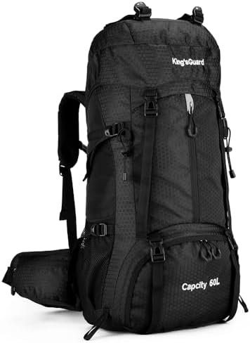 King’sGuard 60L Hiking Backpack, Waterproof Camping Backpacking Backpack for Men Outdoor Traveling Climbing Daypack with Rain Cover (Black) King’sGuard 60L Hiking Backpack, Waterproof Camping Backpacking Backpack for Men Outdoor Traveling Climbing Daypack with Rain Cover (Black)