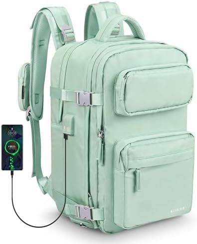 LIVACASA Waterproof Travel Backpack for Women, 40L Airline Approved Carry on Laptop Backpack with Compartment and USB Port LIVACASA Waterproof Travel Backpack for Women, 40L Airline Approved Carry on Laptop Backpack with Compartment and USB Port