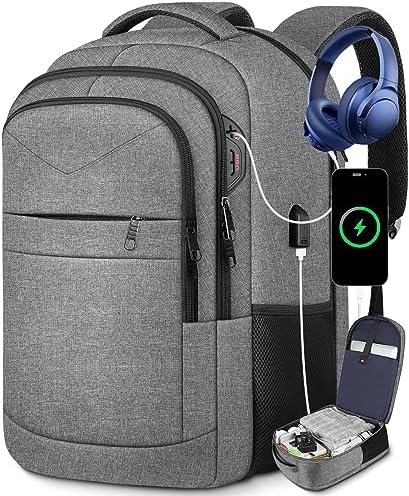 Lapsouno Extra Large Laptop Backpack, Travel Backpack, 17 Inch Carry on Backpack, Anti-Theft Computer Backpack with USB Port, Gift for Men Women,Grey Lapsouno Extra Large Laptop Backpack, Travel Backpack, 17 Inch Carry on Backpack, Anti-Theft Computer Backpack with USB Port, Gift for Men Women,Grey
