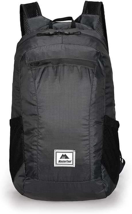MasterTool Hiking Daypack, Water Resistant Lightweight Foldable Backpack for Travel Camping Outdoor, Black, 20L MasterTool Hiking Daypack, Water Resistant Lightweight Foldable Backpack for Travel Camping Outdoor, Black, 20L
