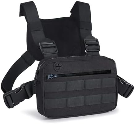 Muserise Outdoor Chest Bag For Men, EDC Chest Pack With Built-In Phone Holder, Lightweight Chest Rig Pouch Muserise Outdoor Chest Bag For Men, EDC Chest Pack With Built-In Phone Holder, Lightweight Chest Rig Pouch