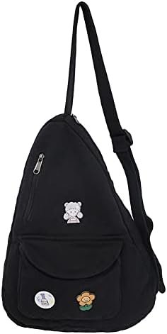 PRAGARI Sling Bag for Women Crossbody Backpack Shoulder Chest Bag Daypack Small Black Travel Canvas Casual Hiking Outdoor PRAGARI Sling Bag for Women Crossbody Backpack Shoulder Chest Bag Daypack Small Black Travel Canvas Casual Hiking Outdoor