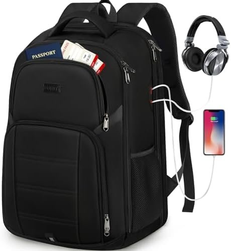 RAINSMORE Laptop Backpack 17 Inch Waterproof Travel Backpack Large Computer Backpack Work Business College Backpack Bookbag for Men Women TSA Friendly Carry on Backpack with USB Hole, Black RAINSMORE Laptop Backpack 17 Inch Waterproof Travel Backpack Large Computer Backpack Work Business College Backpack Bookbag for Men Women TSA Friendly Carry on Backpack with USB Hole, Black