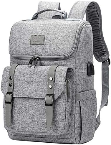 YALUNDISI Vintage Backpack Travel Laptop Backpack with usb Charging Port for Women & Men College Backpack Fits 15.6 Inch Laptop Grey YALUNDISI Vintage Backpack Travel Laptop Backpack with usb Charging Port for Women & Men College Backpack Fits 15.6 Inch Laptop Grey