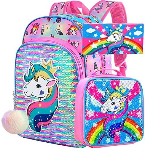 gxtvo 3PCS Girls Backpack, 16″ Sequin Prechool Elementary Bookbag and Lunch Box gxtvo 3PCS Girls Backpack, 16″ Sequin Prechool Elementary Bookbag and Lunch Box