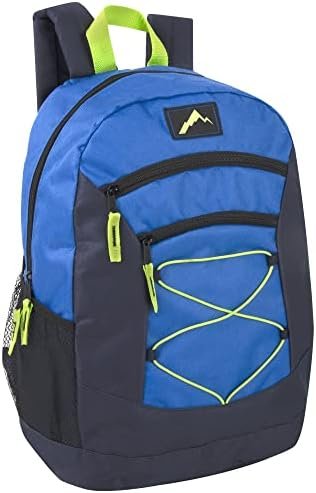 18 Inch Multicolor Multipocket Backpack with Bungee Cord Front for Men, Boys for School, Travel, Camping (Navy & Green) 18 Inch Multicolor Multipocket Backpack with Bungee Cord Front for Men, Boys for School, Travel, Camping (Navy & Green)