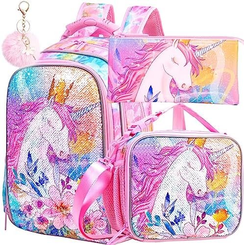 3PCS Backpack for Girls, 16 Inch Unicorn Water Resistant Sequin Preschool Bookbags, Cute Elementary Kindergarten School Backpacks and Lunch Box – Pink 3PCS Backpack for Girls, 16 Inch Unicorn Water Resistant Sequin Preschool Bookbags, Cute Elementary Kindergarten School Backpacks and Lunch Box – Pink