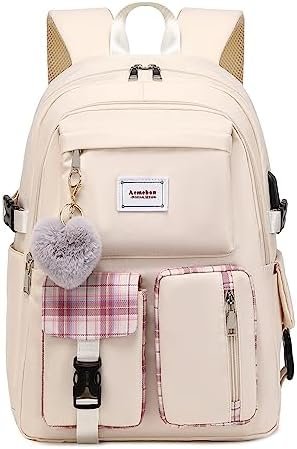 Acmebon Girl Roomy Fashion Laptop Backpack Casual Daily Backpack for Women Cream Acmebon Girl Roomy Fashion Laptop Backpack Casual Daily Backpack for Women Cream