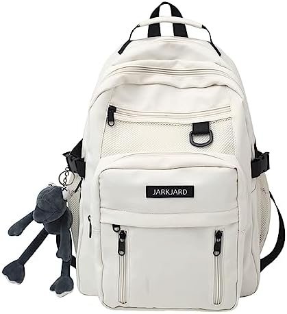 JARKJARD Cute Aesthetic Backpack Kawaii Backpack for School with Cute Pendant Casual Daypack Middle Student Travel College Bookbag for Girls Large Capacity(White) JARKJARD Cute Aesthetic Backpack Kawaii Backpack for School with Cute Pendant Casual Daypack Middle Student Travel College Bookbag for Girls Large Capacity(White)