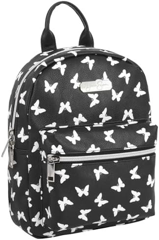 Jessica Simpson Waterproof Vegan Leather Mini Backpack Purse for Women, College, Travel in White Butterflies Jessica Simpson Waterproof Vegan Leather Mini Backpack Purse for Women, College, Travel in White Butterflies