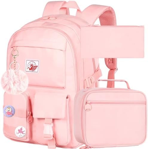 KLFVB Backpack for Girls, 15.6 Inch Cute Aesthetic Bookbag, Anti Theft Water Resistant College School Bag for Women Teens Primary Students – Pink KLFVB Backpack for Girls, 15.6 Inch Cute Aesthetic Bookbag, Anti Theft Water Resistant College School Bag for Women Teens Primary Students – Pink