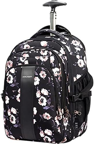 KROSER Laptop Rolling Backpack 17 inch Premium Wheeled Computer Backpack for Women with RFID Pockets Check Point Friendly Water-Repellent Overnight Roller Case for Travel KROSER Laptop Rolling Backpack 17 inch Premium Wheeled Computer Backpack for Women with RFID Pockets Check Point Friendly Water-Repellent Overnight Roller Case for Travel