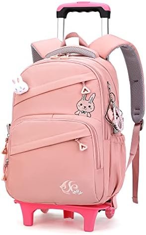 Rolling Backpack for Girls Trolley BookBag with Wheels Elementary and Middle School Luggage Travel Bag Rolling Backpack for Girls Trolley BookBag with Wheels Elementary and Middle School Luggage Travel Bag