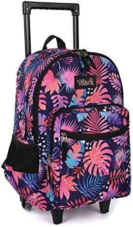Tilami Rolling Backpack 18 inch Double Handle Wheeled Boys Girls Travel School Children Luggage Toddler Trip, Leaves Pink Tilami Rolling Backpack 18 inch Double Handle Wheeled Boys Girls Travel School Children Luggage Toddler Trip, Leaves Pink