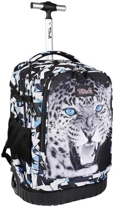 Tilami Rolling Backpack, 18 inch Shoulder Drop, Concealed Pockets and Wheel Cover, Laptop Backpack for Boys and Girls, Leopard Black Tilami Rolling Backpack, 18 inch Shoulder Drop, Concealed Pockets and Wheel Cover, Laptop Backpack for Boys and Girls, Leopard Black