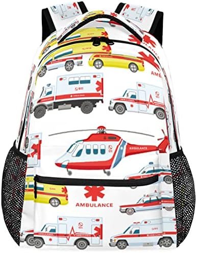 TropicalLife Ambulance Vehicle Larger Student Backpack, Transport Helicopter Waterproof School Bag For Teen Girls Boys TropicalLife Ambulance Vehicle Larger Student Backpack, Transport Helicopter Waterproof School Bag For Teen Girls Boys