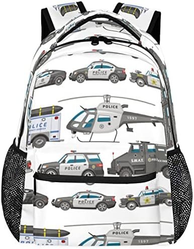 TropicalLife Police Car Larger Student Backpack, Policeman Motorbike Waterproof School Bag For Teen Girls Boys TropicalLife Police Car Larger Student Backpack, Policeman Motorbike Waterproof School Bag For Teen Girls Boys