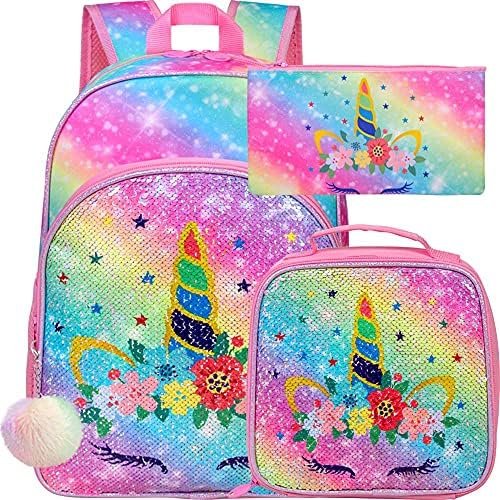 WZLVO Kids Backpack for Girls,Prechool Elementary Kindergarten School Bookbag and Lunch Box WZLVO Kids Backpack for Girls,Prechool Elementary Kindergarten School Bookbag and Lunch Box