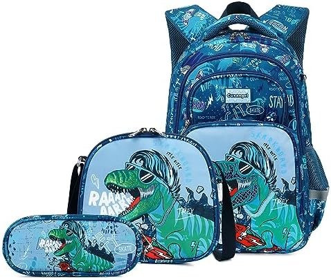 Wawakube 3Pcs Boys Dinosaur Backpack Set with Lunch Box Pencil Case, School Book Bag for Kids Elementary Preschool… Wawakube 3Pcs Boys Dinosaur Backpack Set with Lunch Box Pencil Case, School Book Bag for Kids Elementary Preschool…