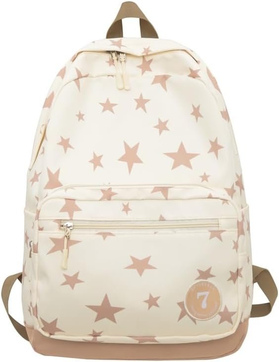Y2K Backpack Women Men, Cute Daypack Grunge Stars Vintage Chic Trendy Design Bookbag Backpack Daily Use Hiking Trip (creamy white) Y2K Backpack Women Men, Cute Daypack Grunge Stars Vintage Chic Trendy Design Bookbag Backpack Daily Use Hiking Trip (creamy white)